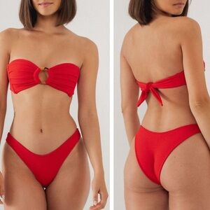 New! Montce BOTTOMS Crimson Micro Scrunch Lulu Swim Bikini Bottom 24833